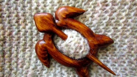 Brooch for shawls, wood - Turtle.  buy in the online store